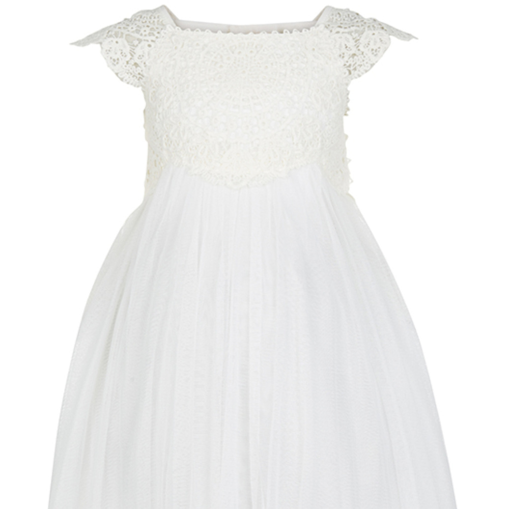 🌈Monsoon Girl Dress Ivory 12-18M + headband+shoes